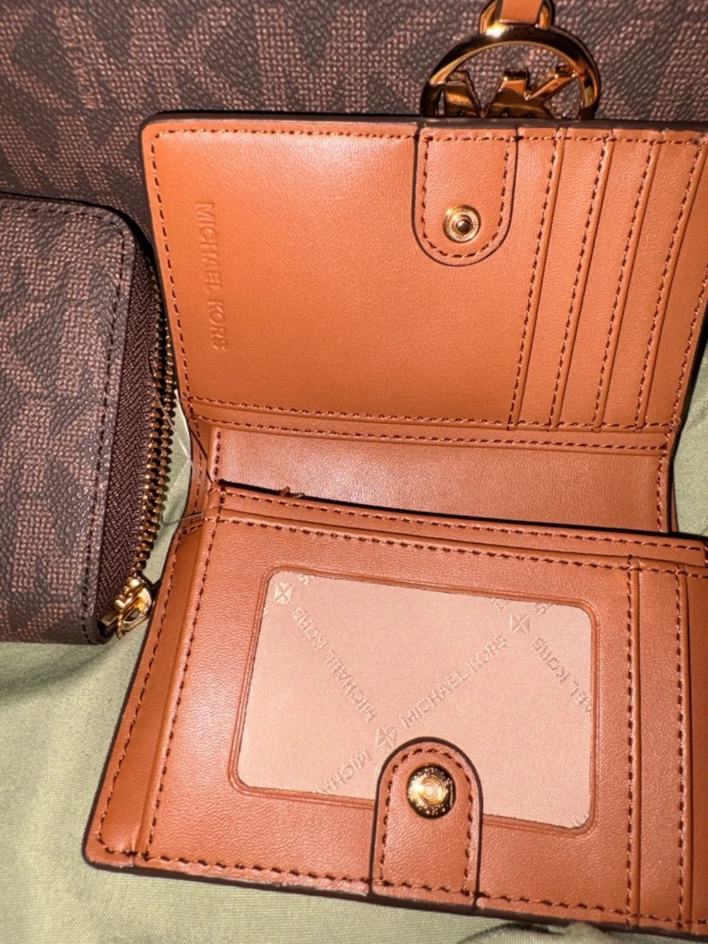 Michael Kors Brown MK Logo Tote with Matching Wallets BUNDLE DEAL!! - Picture 9 of 9
